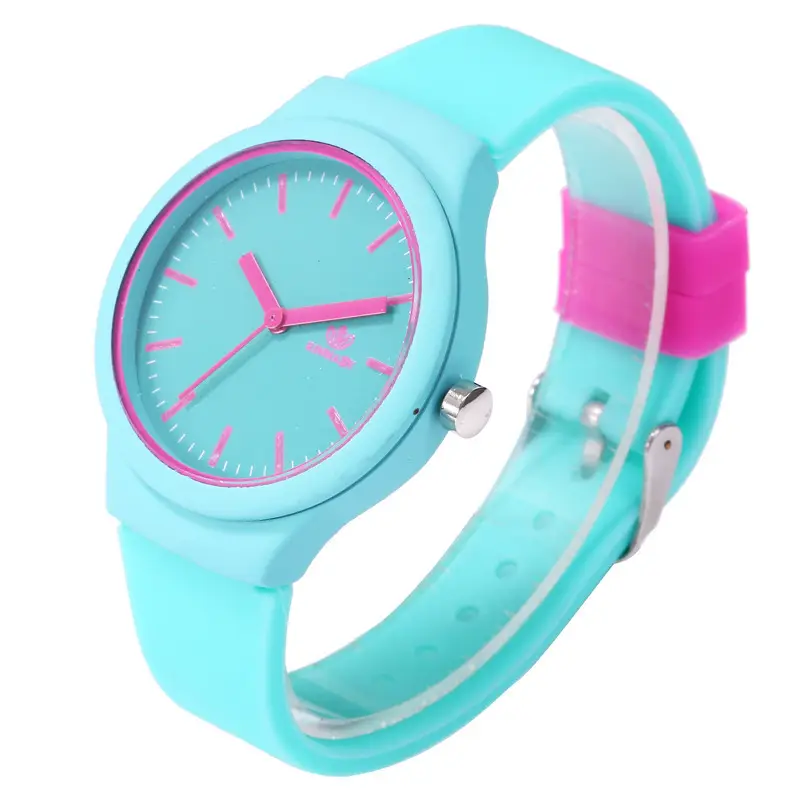 Blue Silicone Women's Quartz Watch with Red Strap — feature 8