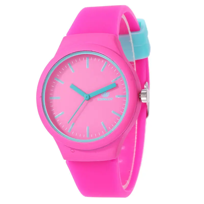 Blue Silicone Women's Quartz Watch with Red Strap - Image 6