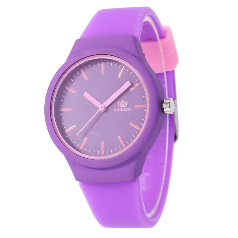 Blue Silicone Women's Quartz Watch with Red Strap - Image 7