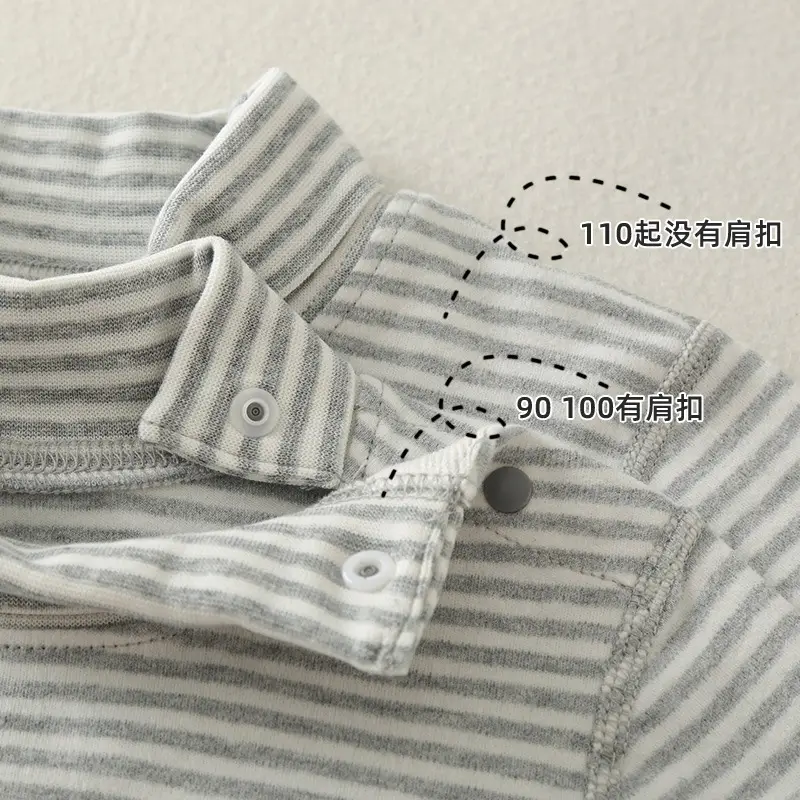 Children Cotton Striped Turtleneck Shirt Mid Collar Autumn Winter Warm - Image 11