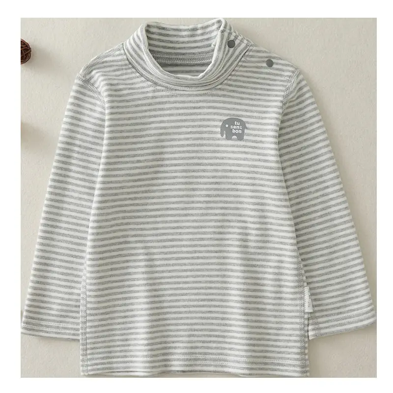Children Cotton Striped Turtleneck Shirt Mid Collar Autumn Winter Warm - Image 13