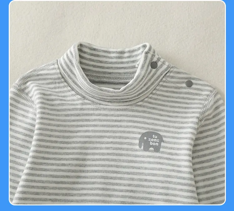 Children Cotton Striped Turtleneck Shirt Mid Collar Autumn Winter Warm — feature 16