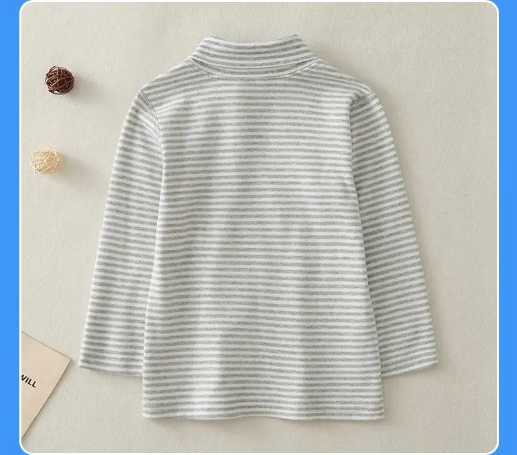 Children Cotton Striped Turtleneck Shirt Mid Collar Autumn Winter Warm — feature 17