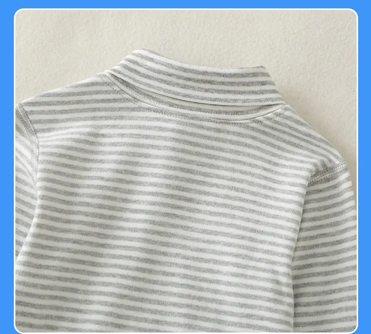 Children Cotton Striped Turtleneck Shirt Mid Collar Autumn Winter Warm — feature 18