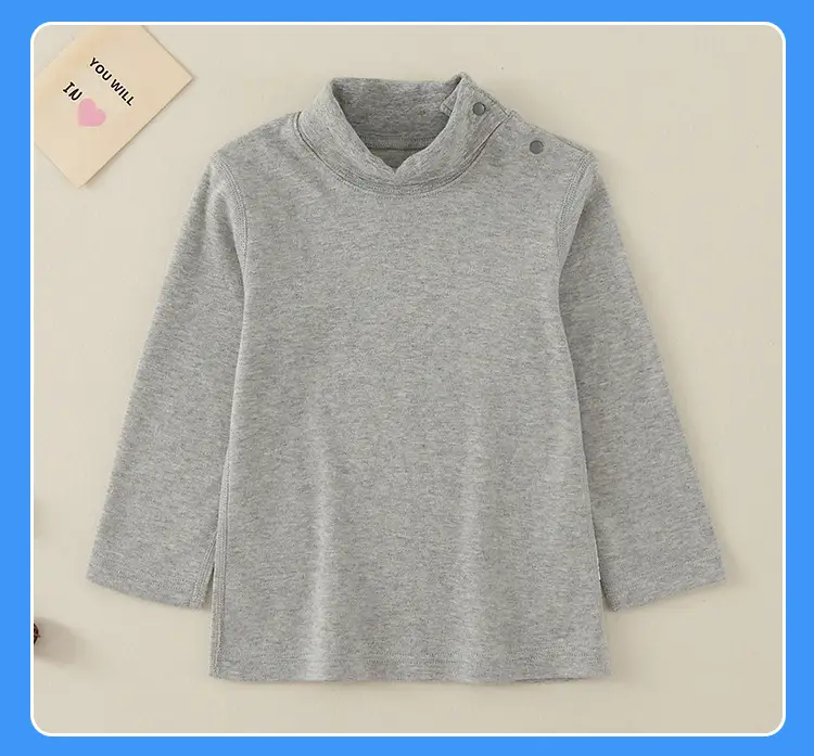 Children Cotton Striped Turtleneck Shirt Mid Collar Autumn Winter Warm — feature 19