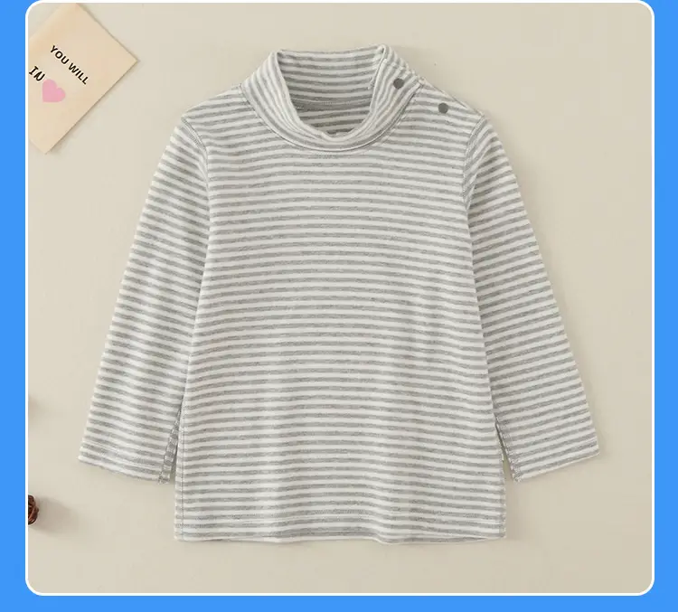 Children Cotton Striped Turtleneck Shirt Mid Collar Autumn Winter Warm — feature 21