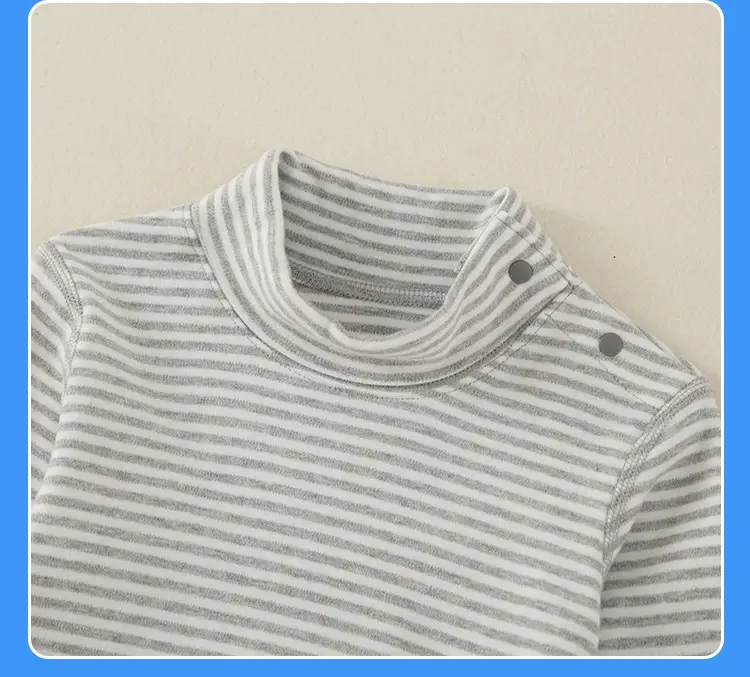 Children Cotton Striped Turtleneck Shirt Mid Collar Autumn Winter Warm — feature 22