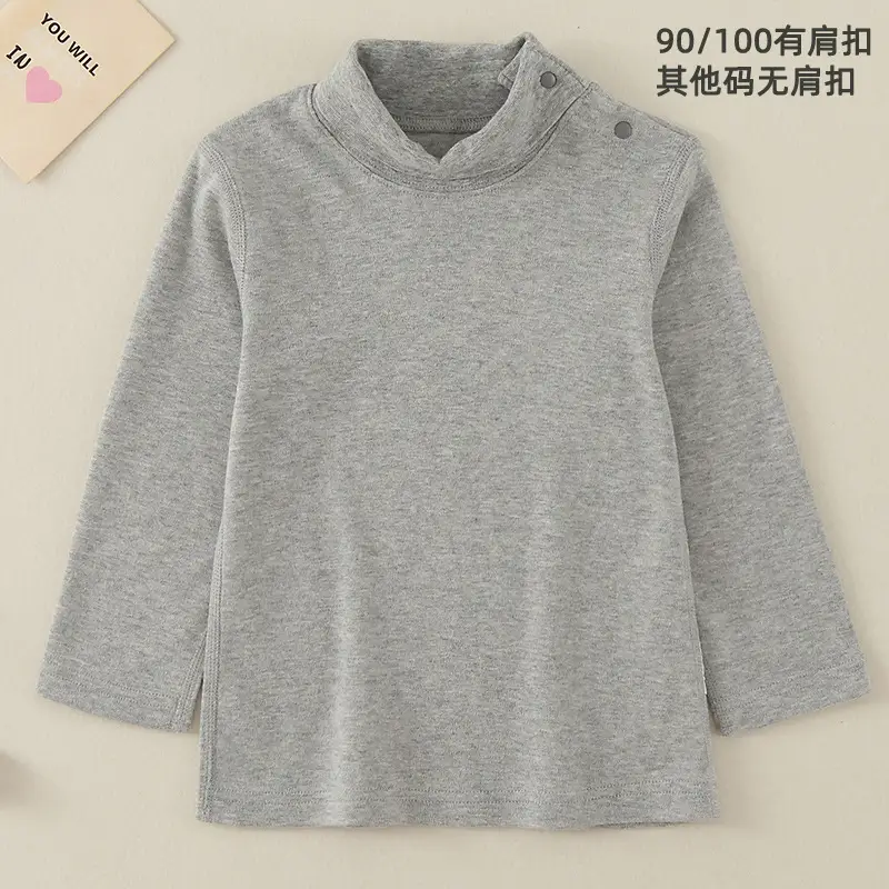 Children Cotton Striped Turtleneck Shirt Mid Collar Autumn Winter Warm - Image 3