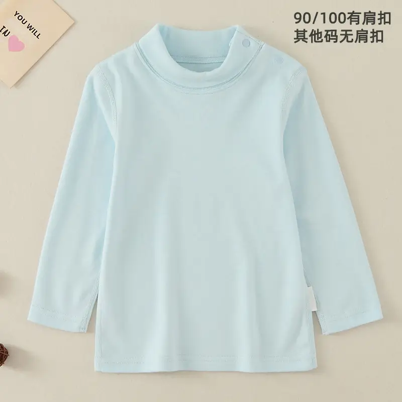 Children Cotton Striped Turtleneck Shirt Mid Collar Autumn Winter Warm - Image 7