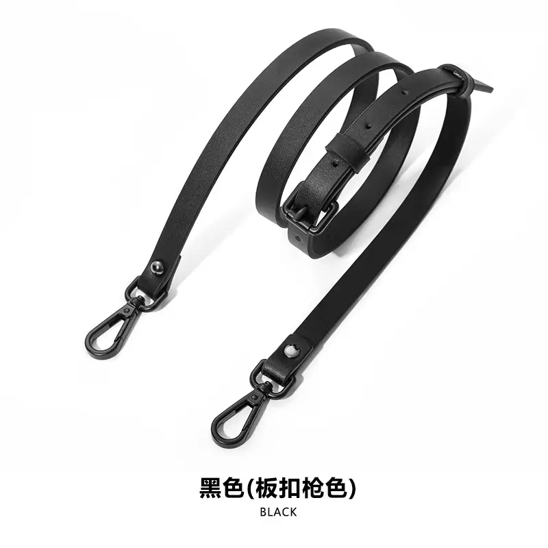 Black Leather Shoulder Crossbody Strap with Metal Clasp - Image 2