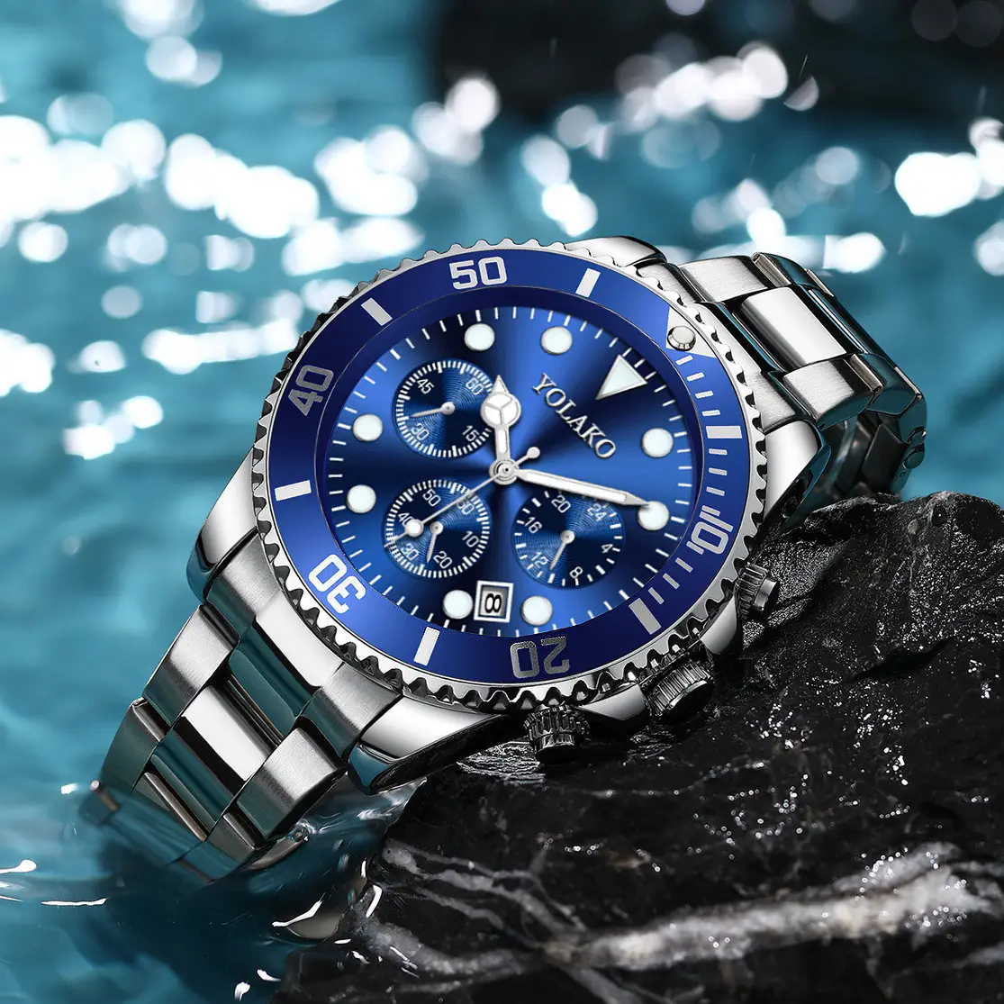 Volargro Men's Blue Chronograph Watch Steel Band — feature 8