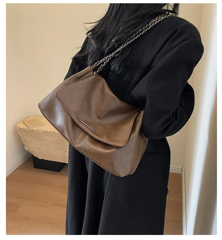 Women Brown Leather Chain Shoulder Bag 2026 — feature 10