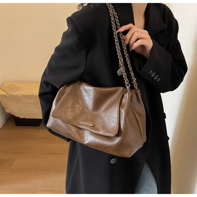 Women Brown Leather Chain Shoulder Bag 2026 — feature 22