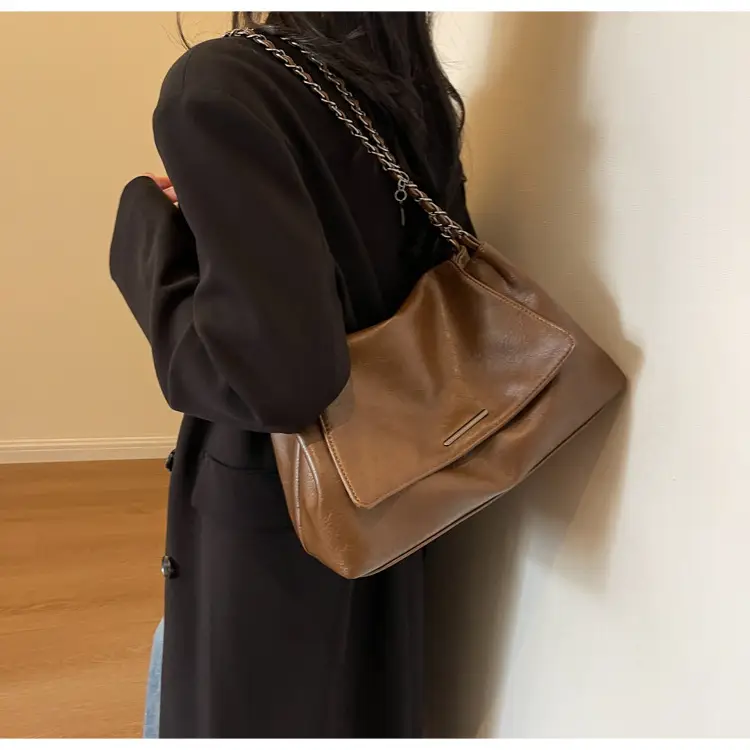 Women Brown Leather Chain Shoulder Bag 2026 — feature 23