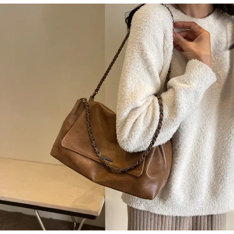 Women Brown Leather Chain Shoulder Bag 2026 — feature 25