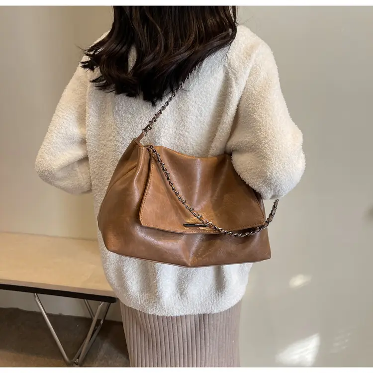 Women Brown Leather Chain Shoulder Bag 2026 — feature 26