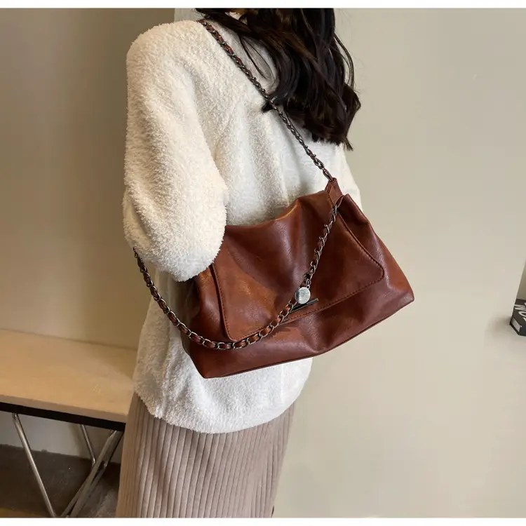 Women Brown Leather Chain Shoulder Bag 2026 — feature 27