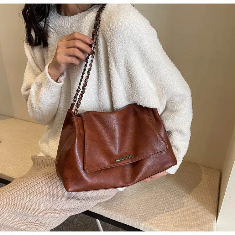 Women Brown Leather Chain Shoulder Bag 2026 — feature 28