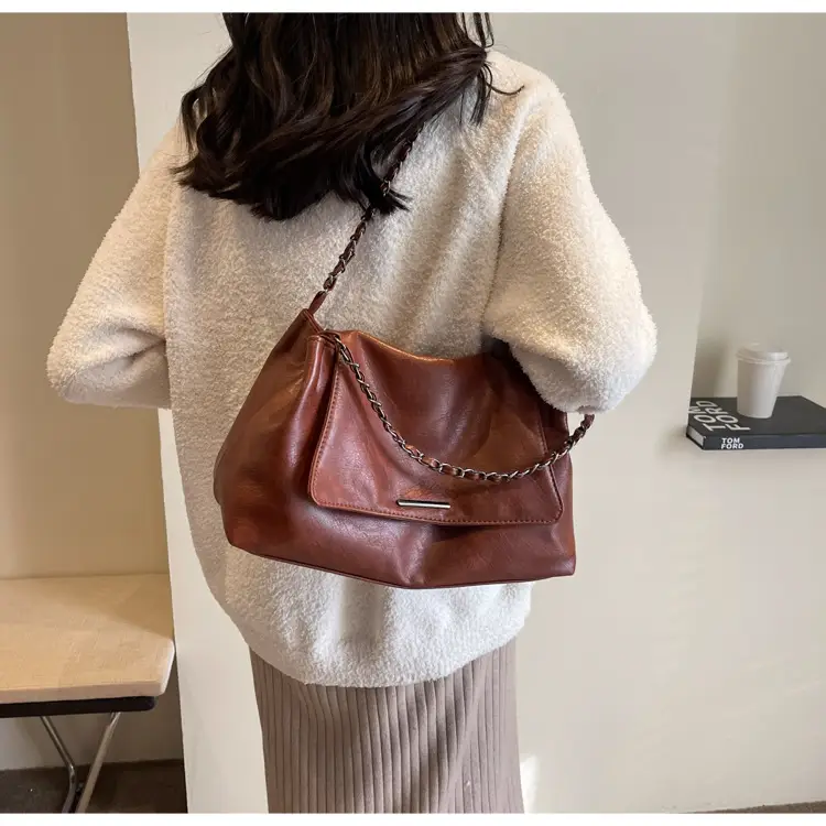 Women Brown Leather Chain Shoulder Bag 2026 — feature 29