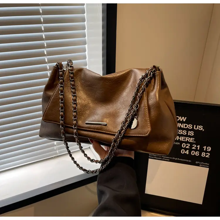 Women Brown Leather Chain Shoulder Bag 2026 — feature 33