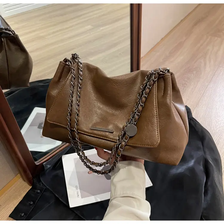 Women Brown Leather Chain Shoulder Bag 2026 — feature 35