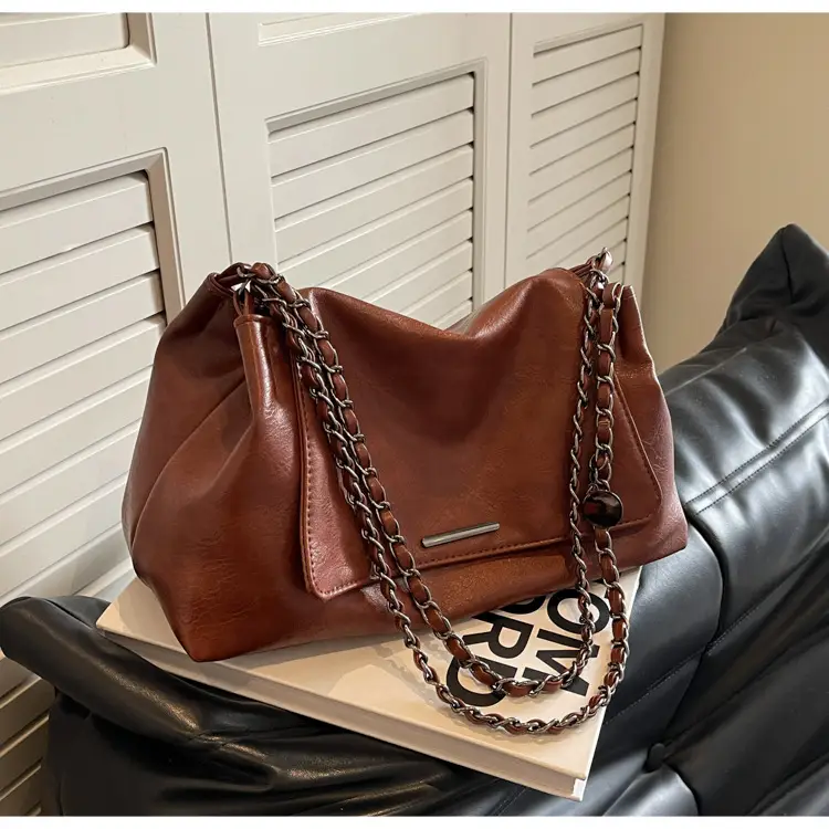Women Brown Leather Chain Shoulder Bag 2026 — feature 36