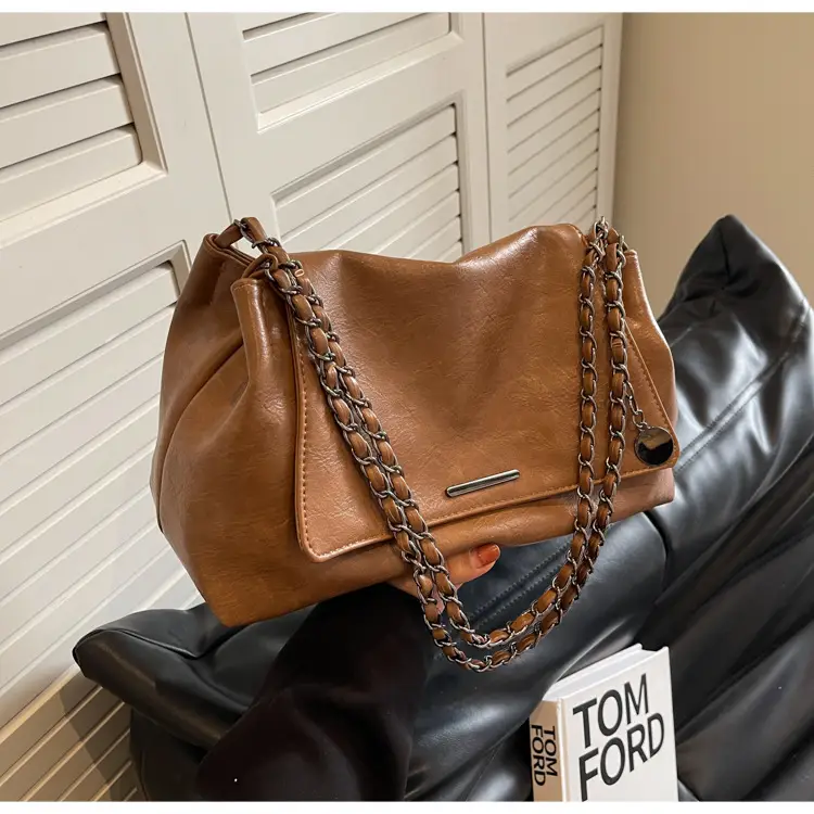 Women Brown Leather Chain Shoulder Bag 2026 — feature 38