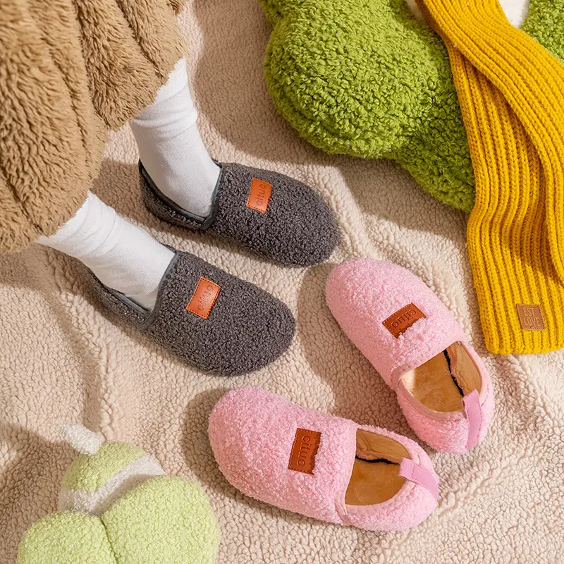 Floor cotton shoes socks soft bottom home warm thick bottom fleece-lined thick heel plush shoes non-slip indoor autumn and winter - Image 5