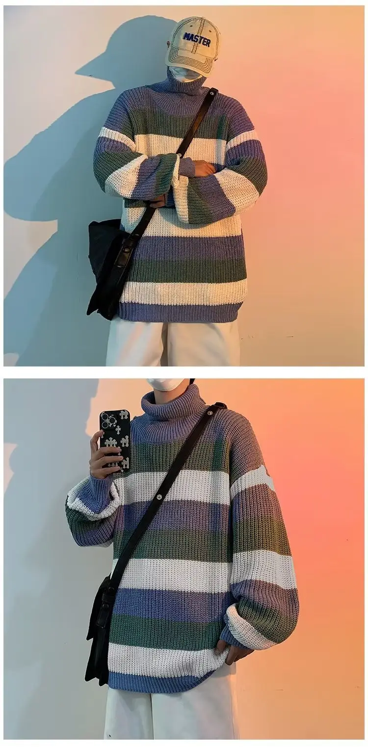 Winter Turtleneck Sweater for Men Women Brown Bear Print — feature 14