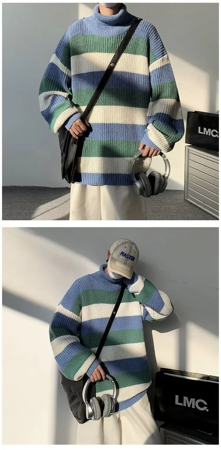 Winter Turtleneck Sweater for Men Women Brown Bear Print — feature 15