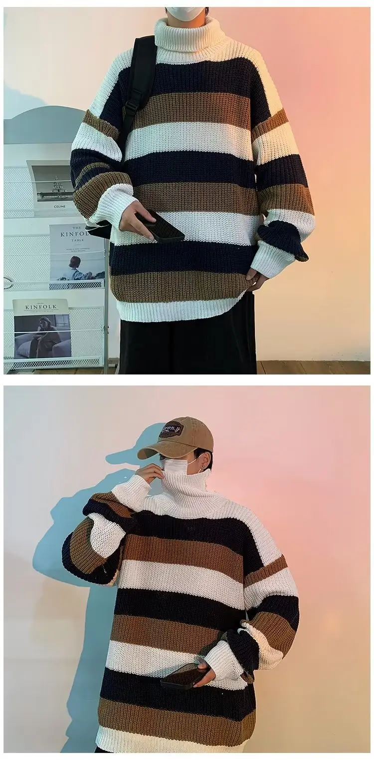 Winter Turtleneck Sweater for Men Women Brown Bear Print — feature 17