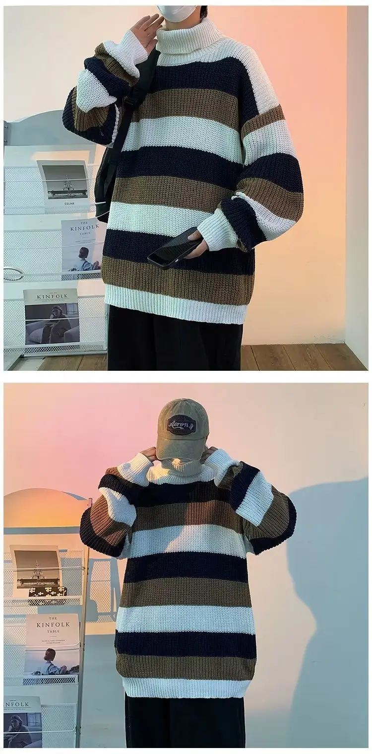 Winter Turtleneck Sweater for Men Women Brown Bear Print — feature 18