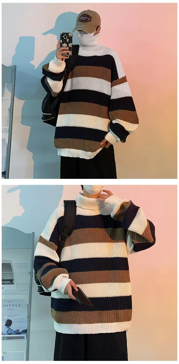 Winter Turtleneck Sweater for Men Women Brown Bear Print — feature 19