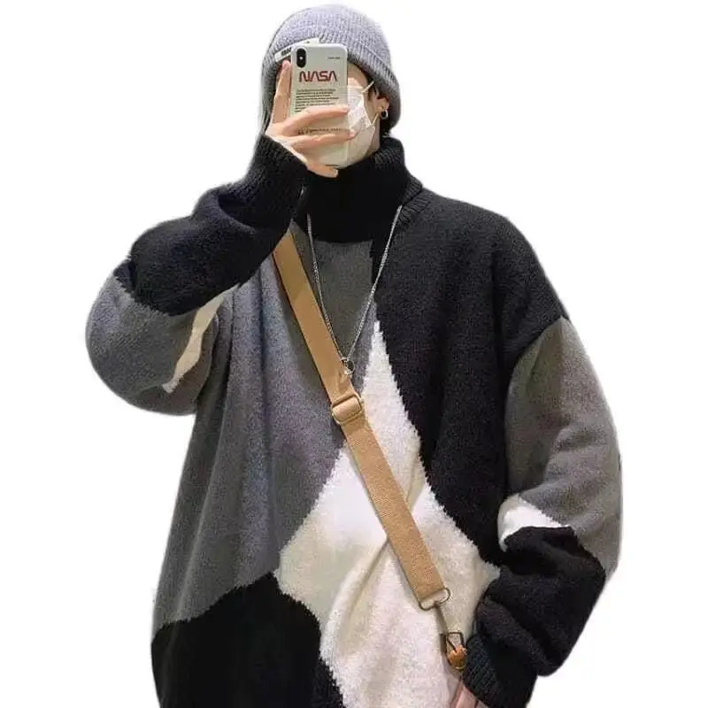 Winter Turtleneck Sweater for Men Women Brown Bear Print — feature 22