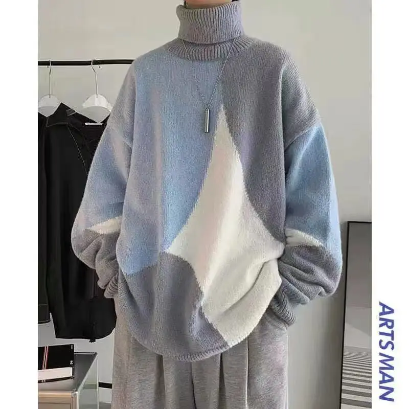 Winter Turtleneck Sweater for Men Women Brown Bear Print — feature 23