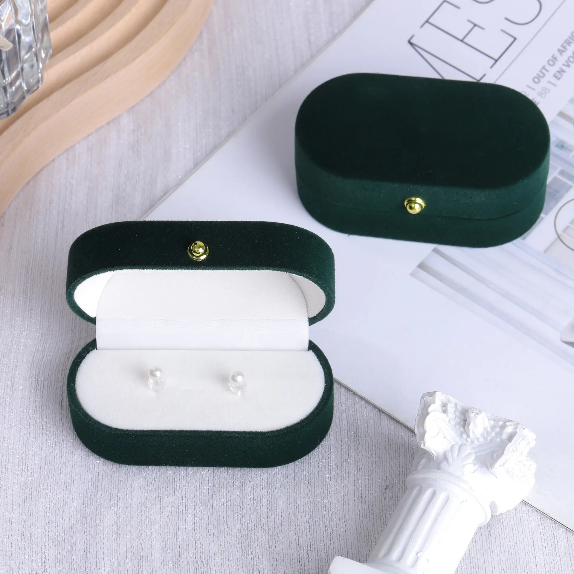 Dark Green Pearl Earrings 4mm Natural Freshwater Pearl — feature 9
