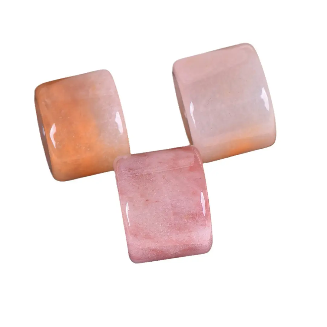 Jade Finger Jewelry Set Pink Orange Smooth Finish - Image 5