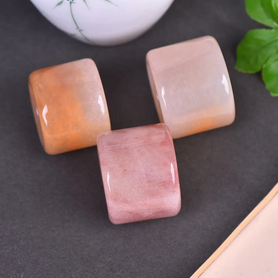 Jade Finger Jewelry Set Pink Orange Smooth Finish — feature 7