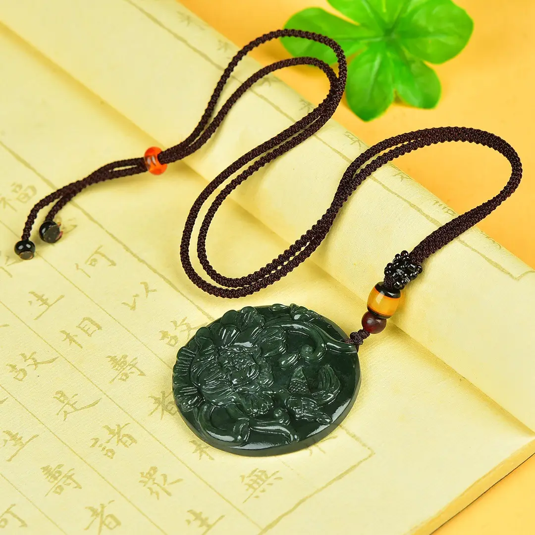 Hetian Jade Blossoms Pendant Green Floral Design - Image 4