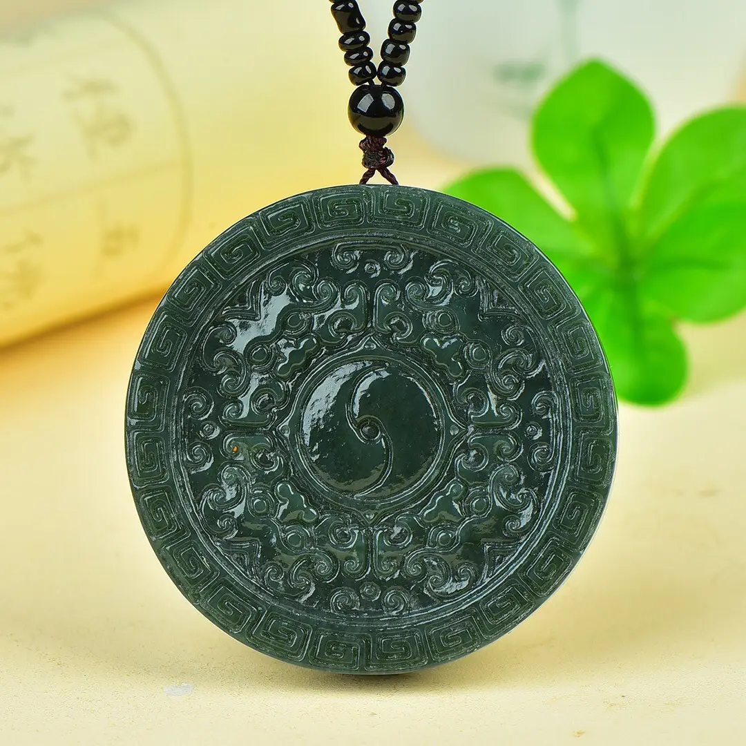 Hetian Jade Gossip Necklace with Geometric Design - Image 3