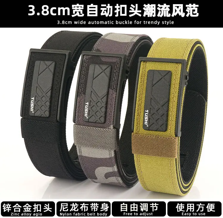 Men's Black Tactical Belt 3.8" Automatic Buckle — feature 3