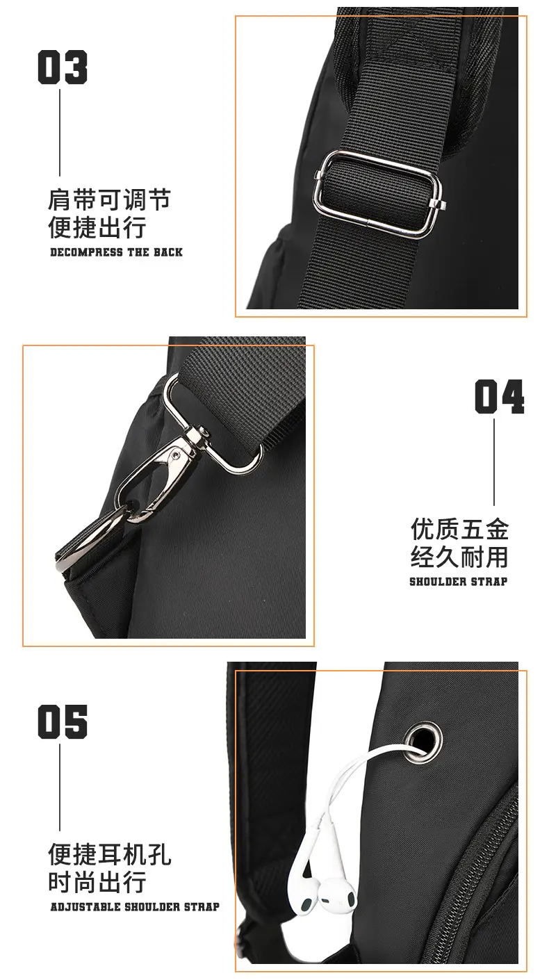 Men's Black Crossbody Shoulder Bag for Commute Business Casual Messenger — feature 6