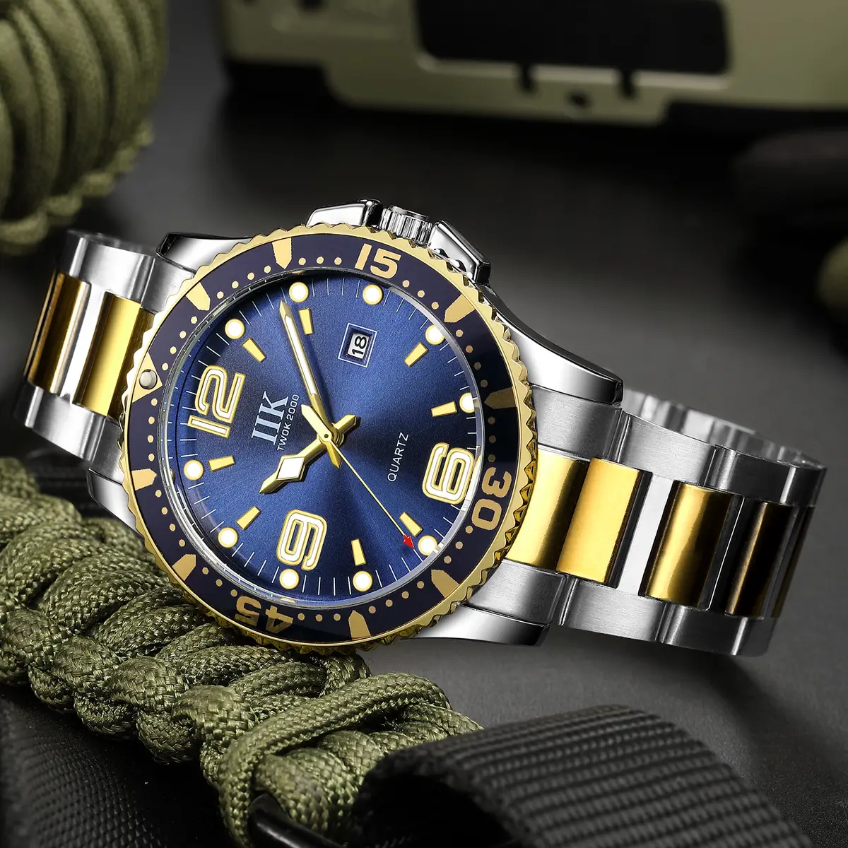IIK Green Quartz Watch for Men Waterproof Ring Watch - Image 8