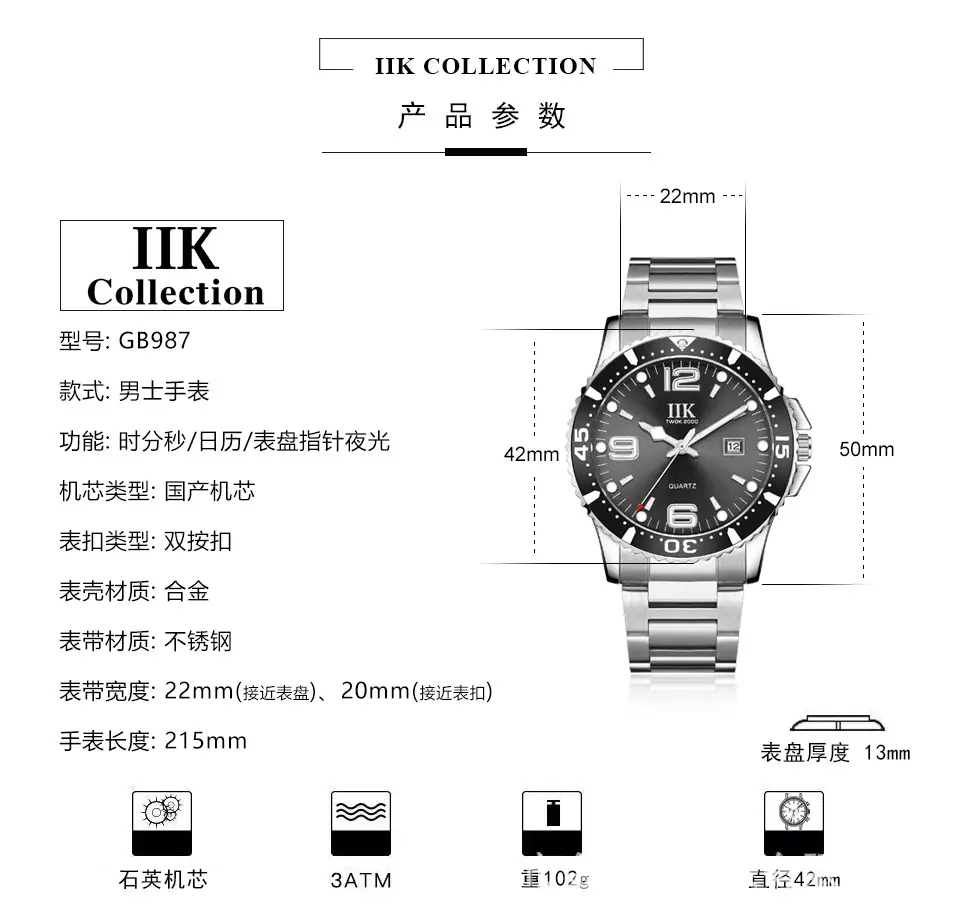 IIK Green Quartz Watch for Men Waterproof Ring Watch — feature 4