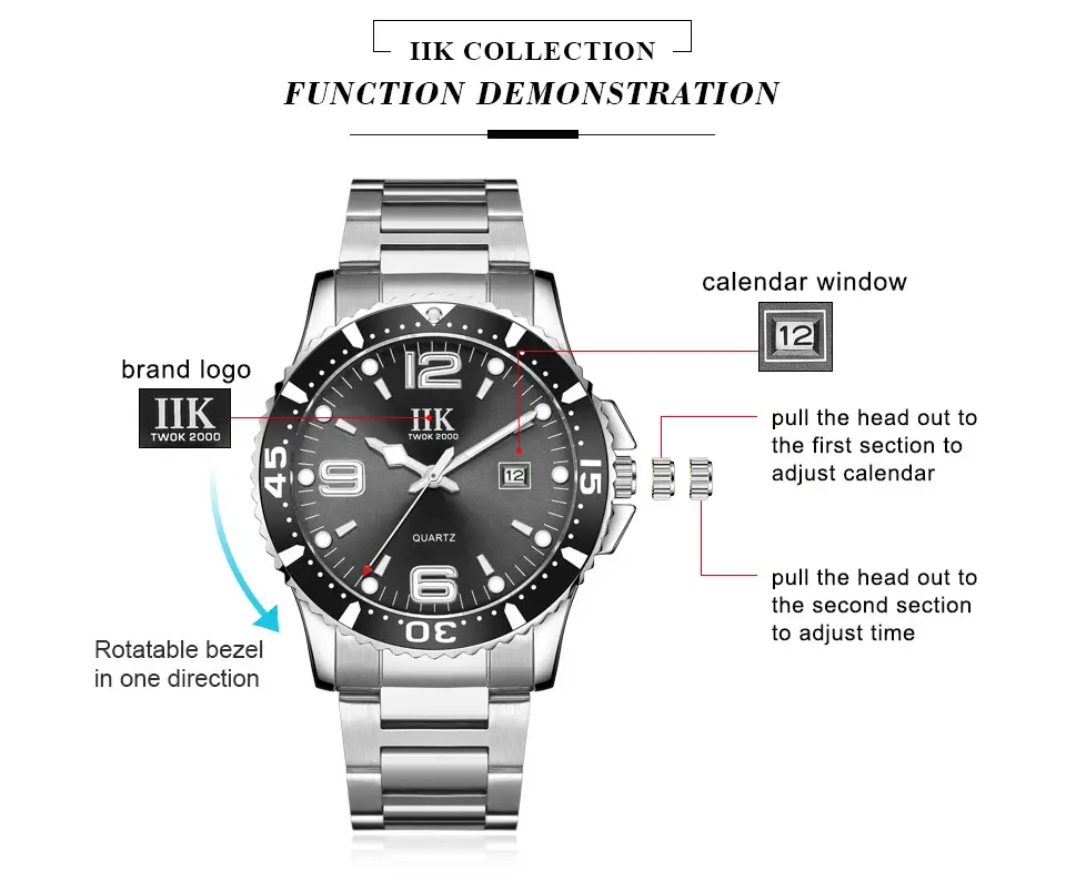 IIK Green Quartz Watch for Men Waterproof Ring Watch — feature 5