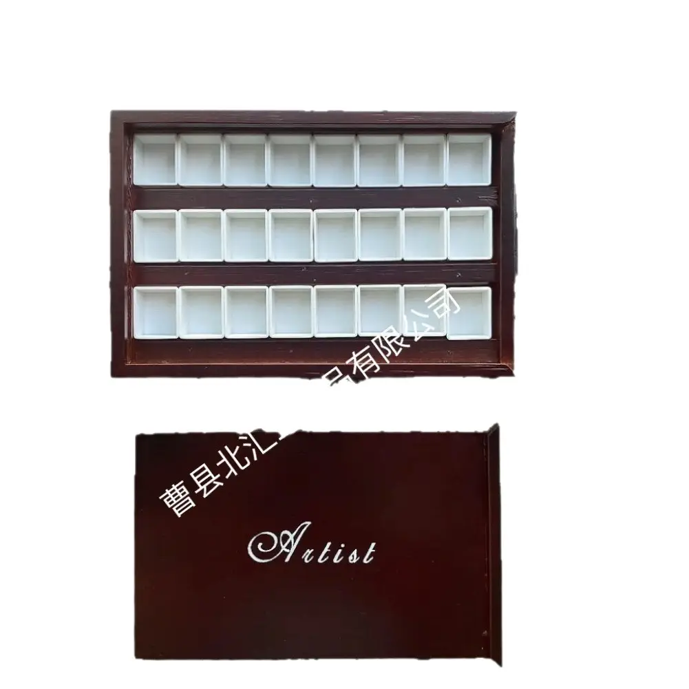 Solid Watercolor 24 Colors 36 Colors 48 Colors Pure Handmade Pigment Bamboo Wood Box Empty Box Pull-Out Pigment Storage Box