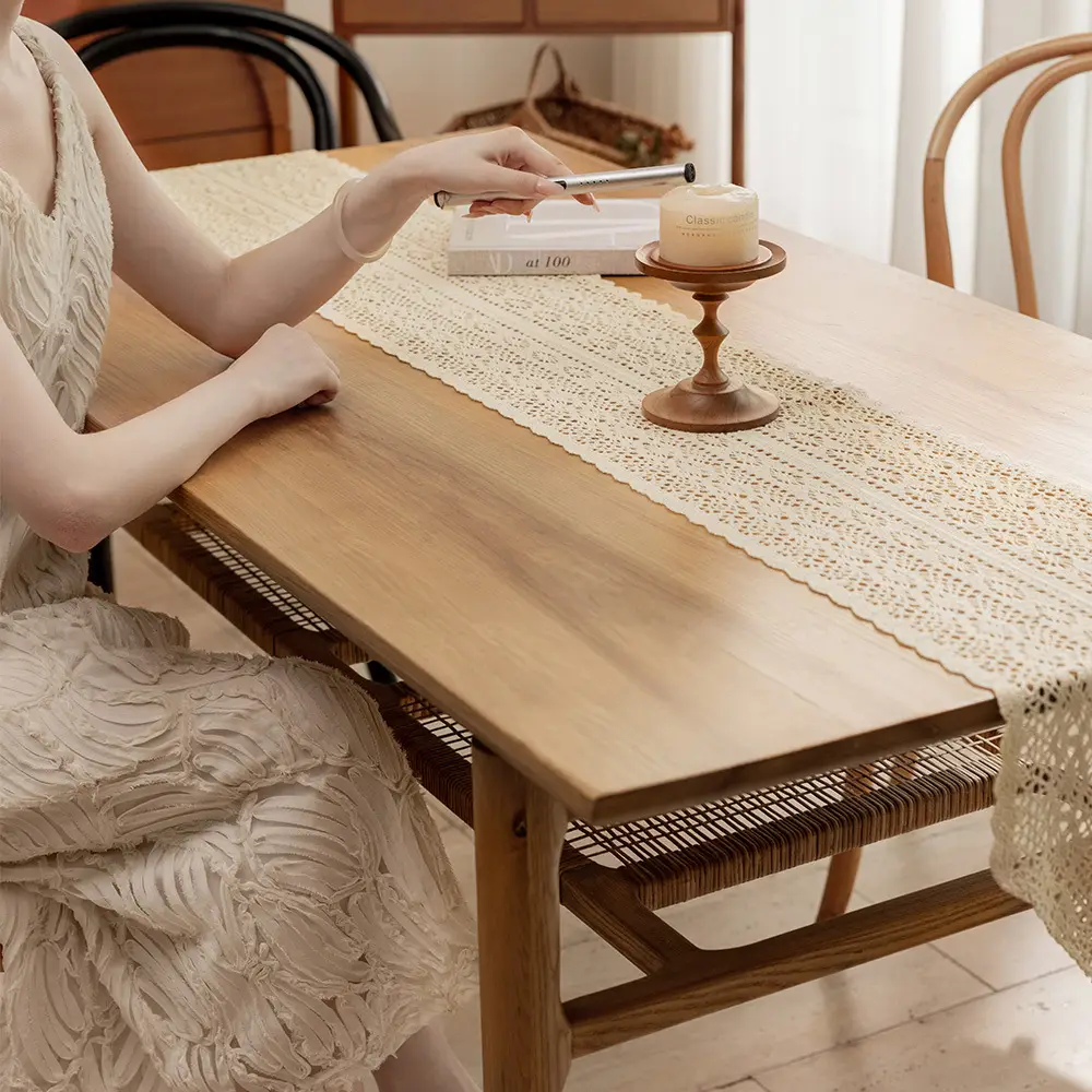 American Country Table Runner Hollow Vintage Cotton Crochet Table Runner Lace Tablecloth Sen Style TV Cabinet Coffee Table Cover Towel