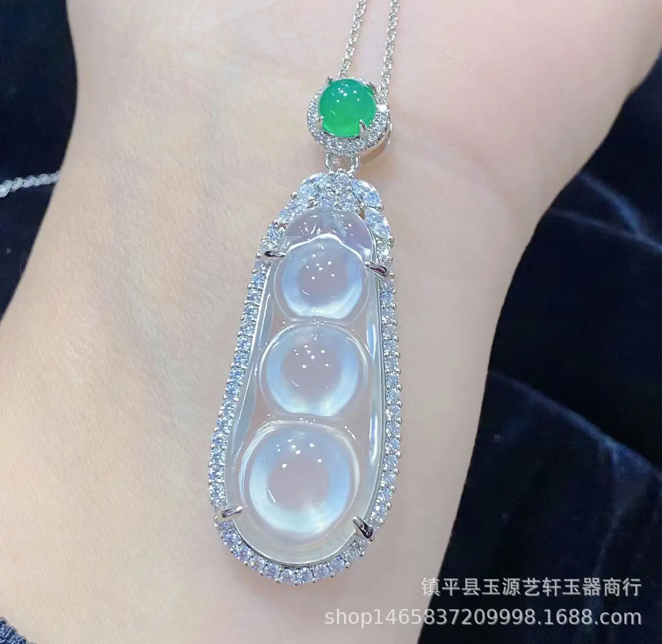 Madagas High Ice White Chalcedony 925 Silver Plated Inlaid Bean Pendant with Agate Buddha Jade Gourd Hanging - Image 7
