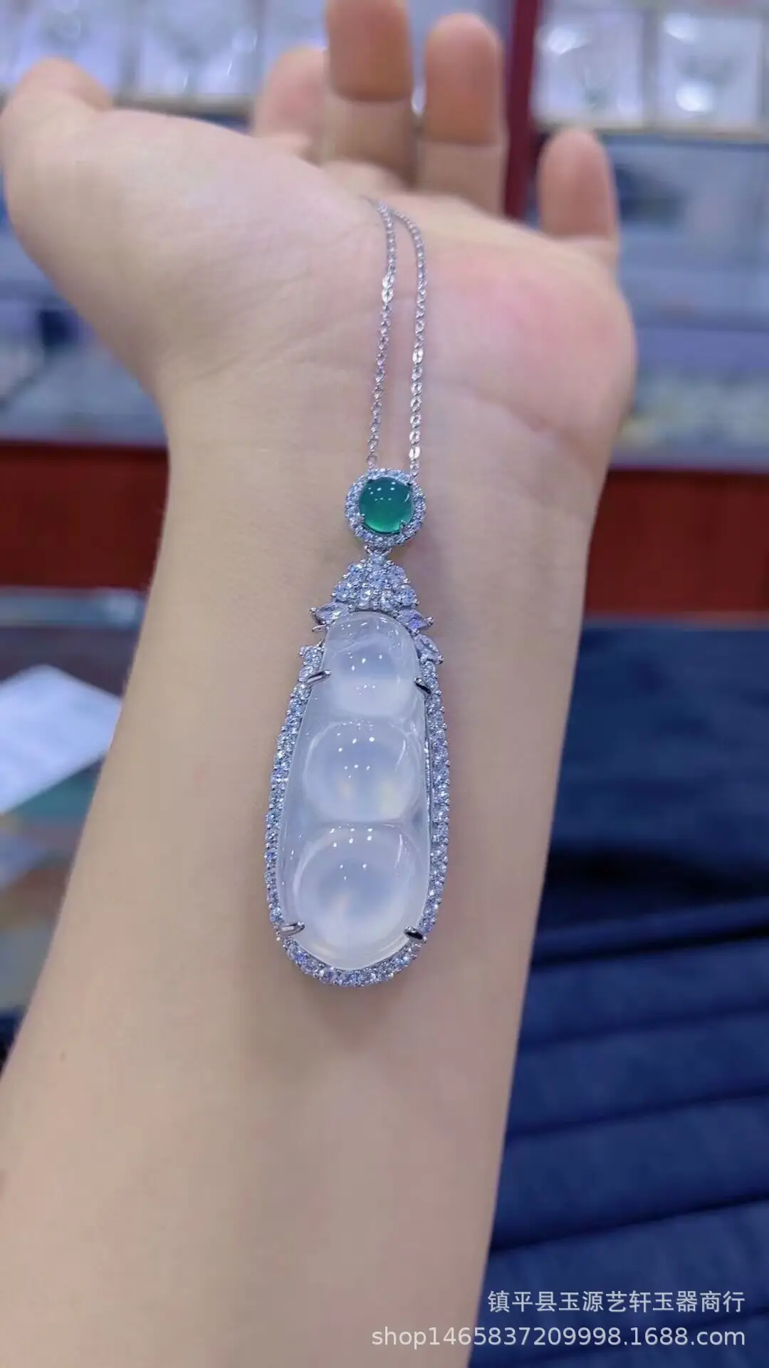 Madagas High Ice White Chalcedony 925 Silver Plated Inlaid Bean Pendant with Agate Buddha Jade Gourd Hanging — feature 15