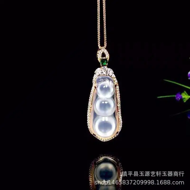Madagas High Ice White Chalcedony 925 Silver Plated Inlaid Bean Pendant with Agate Buddha Jade Gourd Hanging — feature 2